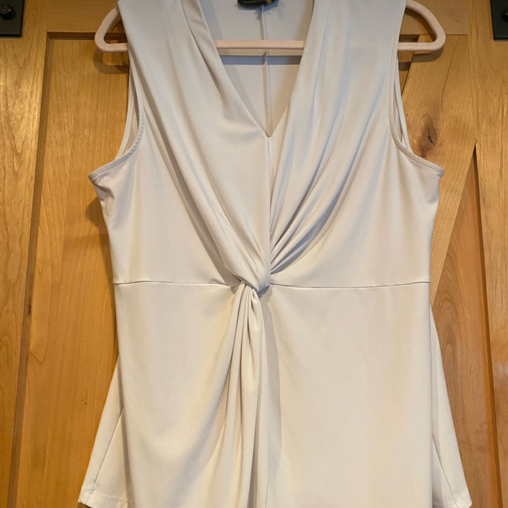 Donna Karan Ivory Sleeveless Twist Blouse